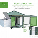 easycomfort easycomfort pollaio da giardino prefabbricato in legno 196x76x97cm bianco e verde