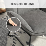 easycomfort easycomfort poltrona darredo con braccioli inclinati in tessuto effetto lino e acciaio 71 5x67x79 cm grigio