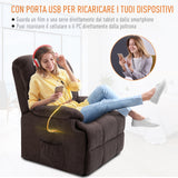 easycomfort easycomfort poltrona elettrica alzapersona reclinabile 150 poltrona relax elettrica in velluto con connettore usb motore telecomando poggiapiedi e tasche laterali per anziani marrone