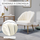easycomfort easycomfort poltrona in velluto imbottita con schienale a conchiglia e gambe in acciaio per camera e salotto 63x65x84cm crema