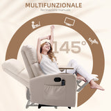 easycomfort easycomfort poltrona massaggiante e reclinabile con poggiapiedi e telecomando in microfibra 77x93x105 cm beige