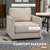 easycomfort easycomfort poltrona moderna in tessuto traspirante effetto lino con tasca interna 80x85x88 cm beige