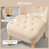 easycomfort easycomfort poltrona per salotto in velluto con seduta imbottita e trapuntata a bottoni 60x66x79 cm beige