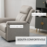 easycomfort easycomfort poltrona reclinabile manualmente 135 con poggiapiedi poggiatesta e braccioli imbottiti 78x96x102 cm grigio