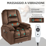 easycomfort easycomfort poltrona relax alzapersona reclinabile massaggiante e riscaldata in velluto marrone
