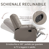 easycomfort easycomfort poltrona relax con 8 punti massaggio e reclinazione a 165 in finta pelle grigio