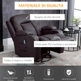 easycomfort easycomfort poltrona relax massaggiante e riscaldata con telecomando 85x94x104cm finta pelle marrone