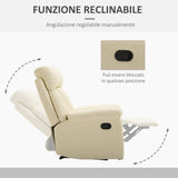 easycomfort easycomfort poltrona relax reclinabile imbottita ergonomica con poggiapiedi pelle pu 80 x 97 x 107cm crema ean 8055776912981
