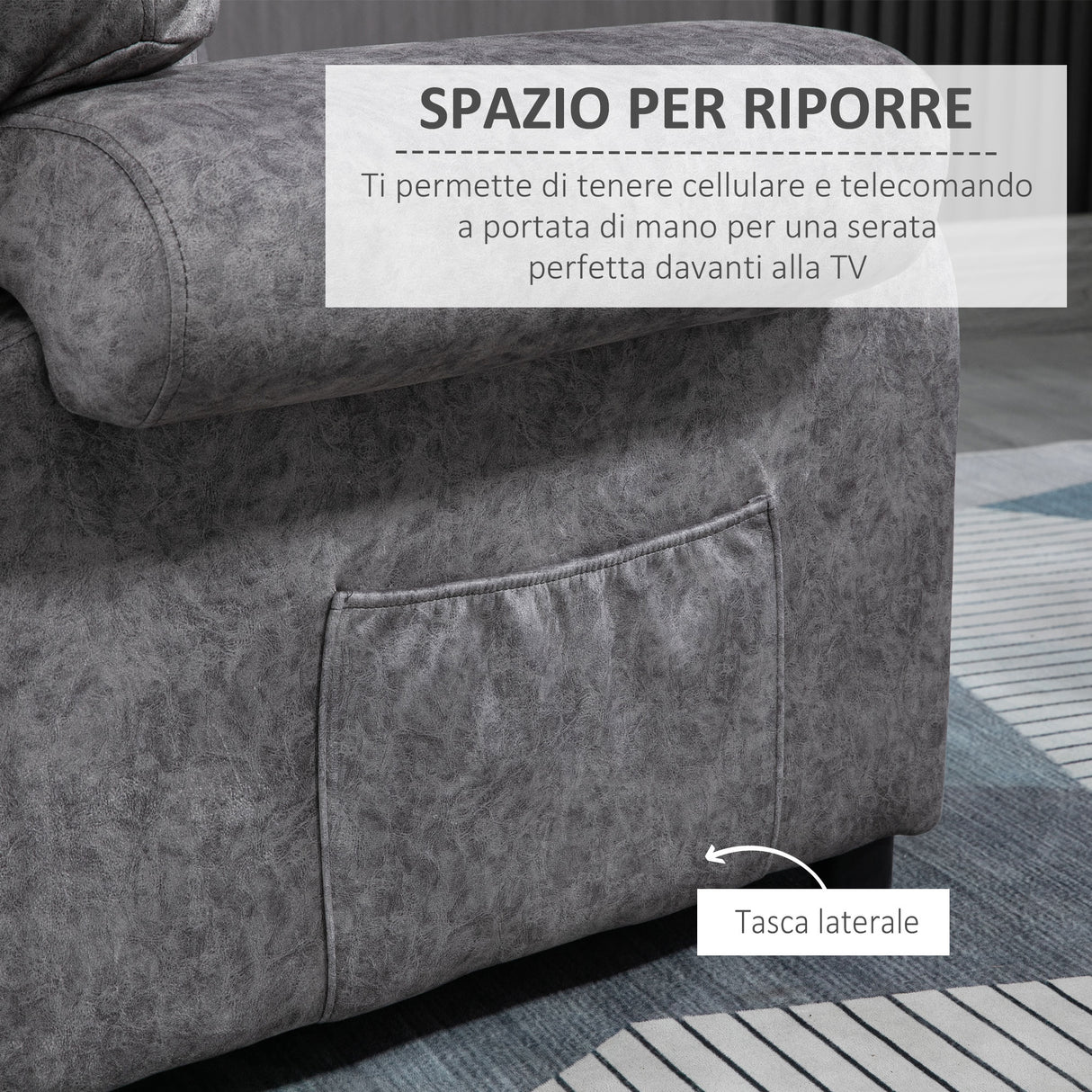 easycomfort easycomfort poltrona relax reclinabile manualmente in tessuto con imbottitura extra grigio