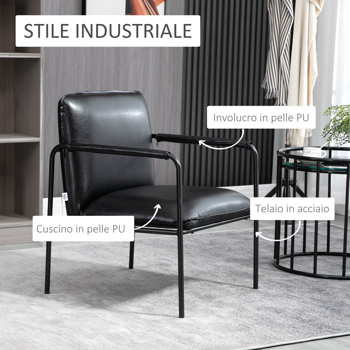 immagine-5-easycomfort-easycomfort-poltroncina-da-camera-imbottita-stile-industriale-similpelle-pu-e-acciaio-60x59x78cm-nero