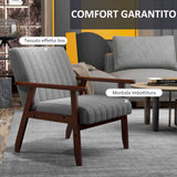 easycomfort easycomfort poltroncina da camera moderna imbottita in tessuto e legno con cuciture tubolari grigio