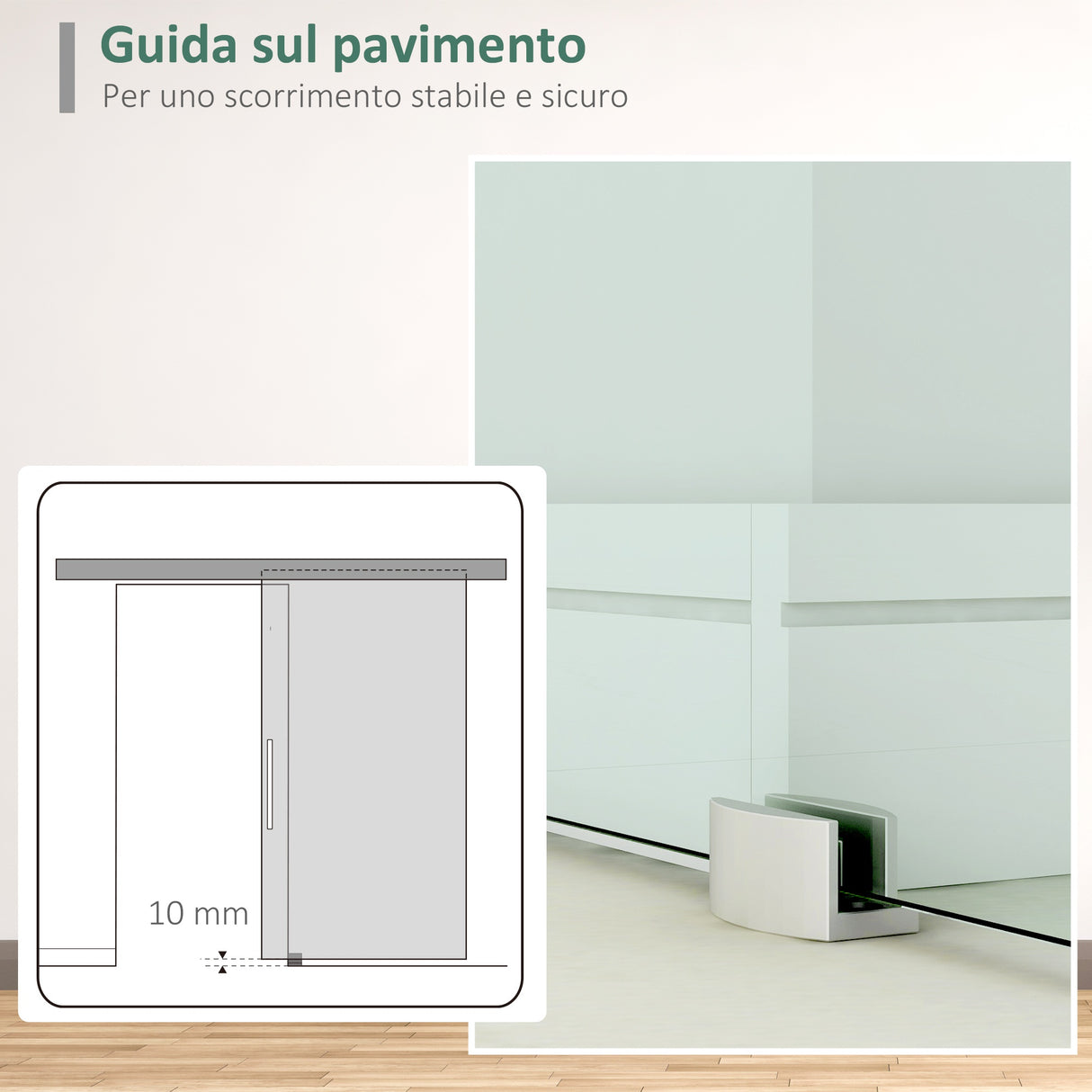 easycomfort easycomfort porta scorrevole in vetro trasparente con binario e maniglia in alluminio per bagno cucina studio 210x75x0 8cm ean 8054144133218