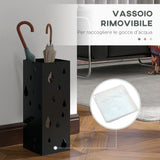 easycomfort easycomfort portaombrelli in metallo con 4 ganci e vaschetta raccogligocce 15 5x15 5x41cm nero
