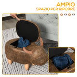 easycomfort easycomfort pouf contenitore a forma di bufalo pouf moderno da salotto sgabello poggiapiedi struttura in legno seduta imbottita 62x35x36cm marrone