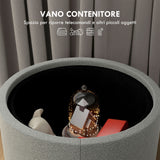 easycomfort easycomfort pouf contenitore effetto lino da 120 kg max con vassoio a ribalta in mdf 56x56x42 cm grigio