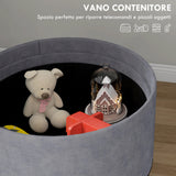 easycomfort easycomfort pouf contenitore vellutato da 120 kg max con vassoio a ribalta in mdf e rovere 56x56x42 cm grigio