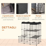 easycomfort easycomfort recinto per animali domestici modulabile e multilivello con rampa e 2 porte in acciaio e pp 105x70x116 cm nero