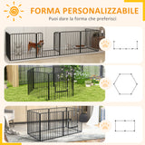 easycomfort easycomfort recinto per cani a 6 pannelli modulabili da interno ed esterno in acciaio 164x83x80 cm nero