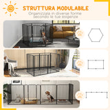 easycomfort easycomfort recinto per cani grandi a 6 pannelli modulabili in acciaio 164x83x100 cm nero