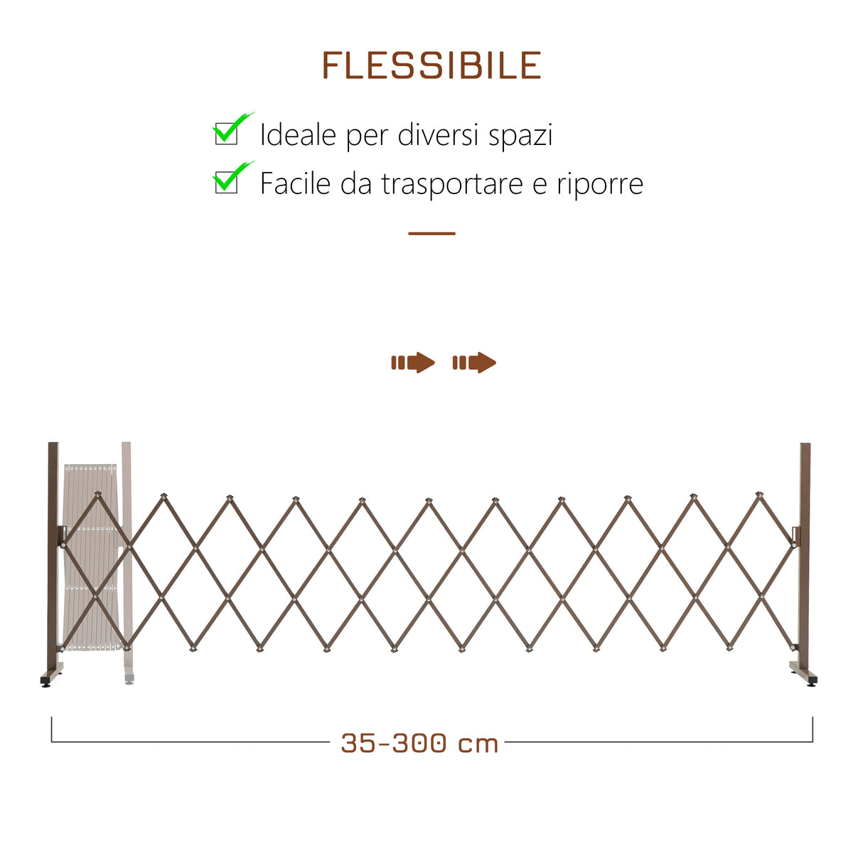 easycomfort easycomfort recinzione per giardino a larghezza regolabile in metallo e alluminio 300x31x103 5 cm marrone scuro