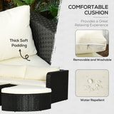 easycomfort easycomfort salotto da giardino con 2 poltrone e 2 poggiapiedi in rattan pe tavolino in vetro nero