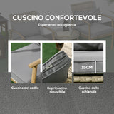 easycomfort easycomfort salotto da giardino in rattan con 2 poltroncine con cuscini e tavolino in vetro marrone e grigio