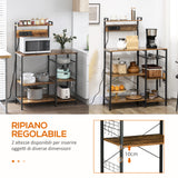 easycomfort easycomfort scaffale cucina multipresa per microonde con ripiani e cestino a rete 90x42x130cm marrone