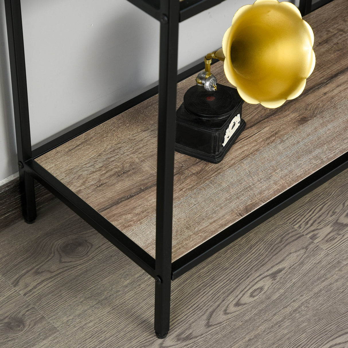 easycomfort easycomfort scaffale libreria asimmetrica in stile industriale in legno e metallo nero 120x32x95cm ean 8054144130903