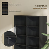 easycomfort easycomfort scaffale porta cd con 14 ripiani regolabili capacita di 640 cd360 dvd 78 5x24x175 cm nero