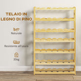 easycomfort easycomfort scaffale portabottiglie a 7 livelli per 42 bottiglie di vino legno di pino naturale 63x25x102cm