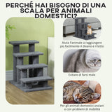 easycomfort easycomfort scaletta per cani e gatti a 4 gradini con rivestimento in peluche 61x41x60 cm grigio