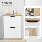 easycomfort easycomfort scarpiera salvaspazio slim a 2 cassetti per 8 paia di scarpe 62 5x26x81 cm legno e bianco