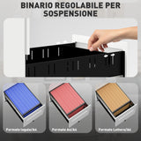 easycomfort easycomfort schedario portadocumenti in acciaio a 5 ruote con 2 cassetti e vassoio portapenne 30x43 5x60 cm bianco