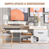 easycomfort easycomfort scrivania angolare con libreria a 2 ripiani armadietto e cassetto 140x117x76 cm color legno e bianco