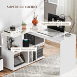 easycomfort easycomfort scrivania angolare moderna per ufficio con 4 ripiani in legno bianco 120x100x77 cm