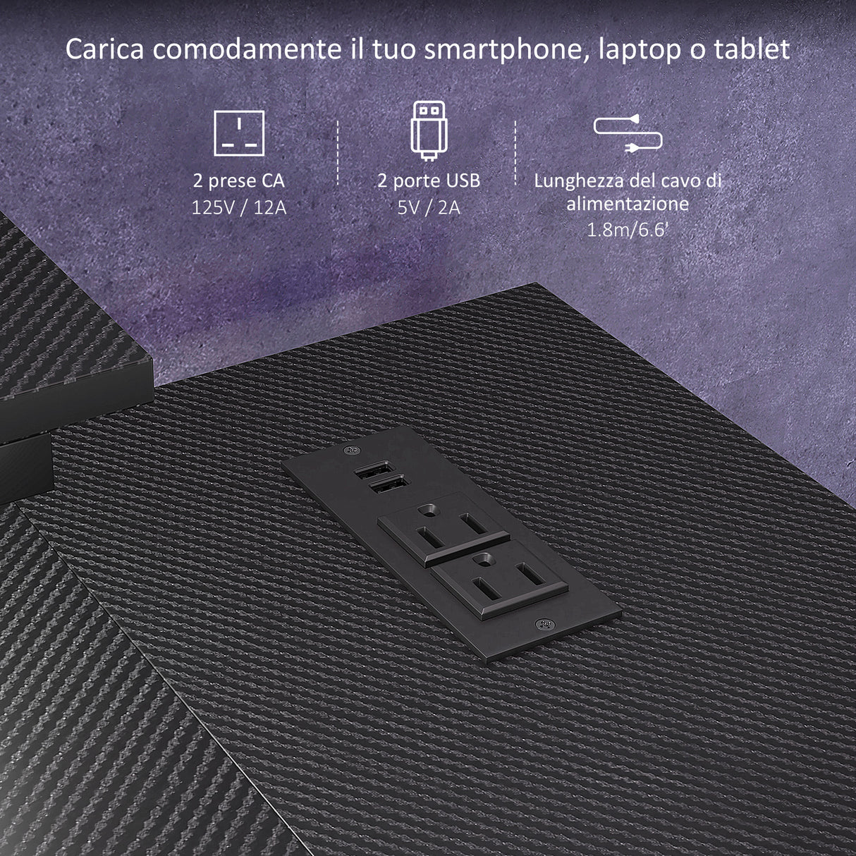 easycomfort easycomfort scrivania angolare reversibile con led prese di corrente e prese usb ripiani e supporto monitor nero