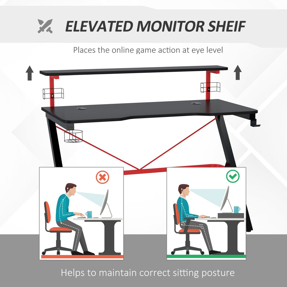 immagine-5-easycomfort-easycomfort-scrivania-da-gaming-con-ripiano-monitor-scrivania-per-computer-porta-pc-con-gancio-e-portabicchieri-nera-e-rossa-120x60x97cm