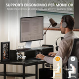 easycomfort easycomfort scrivania pc con supporto per monitor e 2 ripiani regolabili in legno e acciaio 120x48x85 5 cm nero