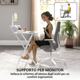 easycomfort easycomfort scrivania pieghevole con ripiano per monitor 81 5x62x86 5 cm bianco