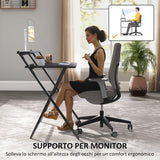 easycomfort easycomfort scrivania pieghevole con ripiano per monitor 81 5x62x86 5 cm nero