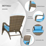 easycomfort easycomfort sedia da giardino adironrack con braccioli in rattan e acciaio 64x80x90 cm marrone e blu