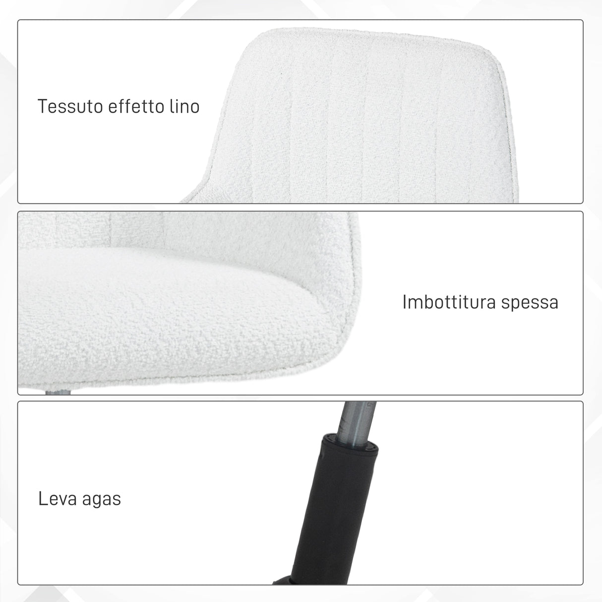 easycomfort easycomfort sedia da ufficio in tessuto con altezza regolabile seduta girevole e ruote bianco