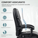 easycomfort easycomfort sedia da ufficio massaggiante e riscaldata con schienale reclinabile e poggiapiedi in pelle pu nero