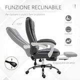 easycomfort easycomfort sedia da ufficio reclinabile con poggiapiedi retrattile e schienale alto in tessuto grigio