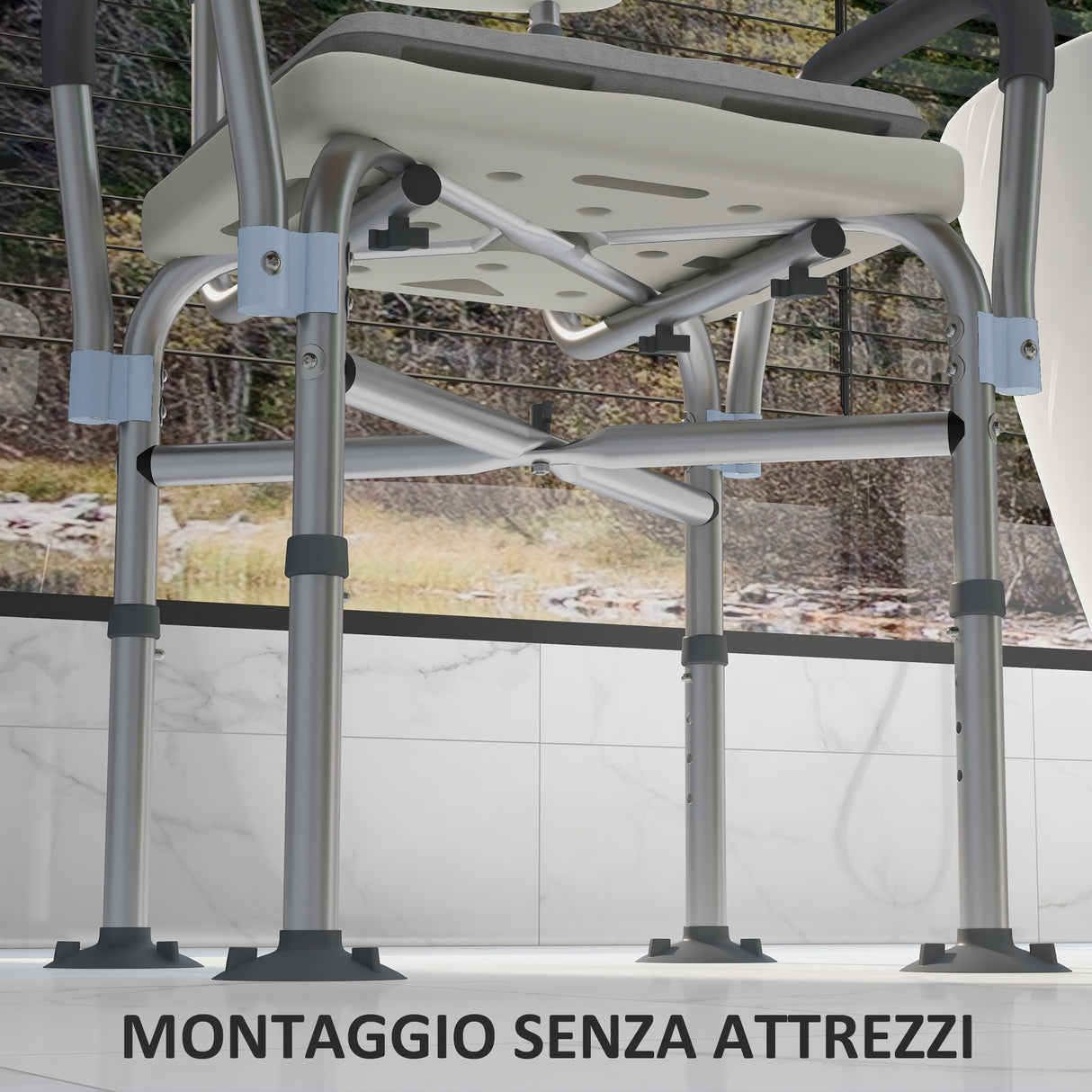 easycomfort easycomfort sedia doccia ad altezza regolabile con braccioli e cuscino rimovibile 53 5x52x80 90 cm bianca