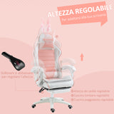 easycomfort easycomfort sedia gaming ergonomica con orecchie poggiapiedi estraibile cuscino lombare e poggiatesta rosa