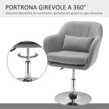 easycomfort easycomfort sedia girevole a 360 ad altezza regolabile con cuscino supporto lombare e bracciolo 60x60x79 91 cm grigio