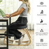 easycomfort easycomfort sedia inginocchiatoio con movimento a dondolo in tessuto effetto lino e legno di betulla 50x73x55 cm nero