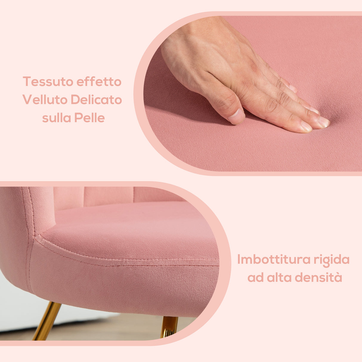 easycomfort easycomfort sedia moderna ergonomica con schienale a petalo vellutato rosa e gambe incrociate oro 69x64x80 cm