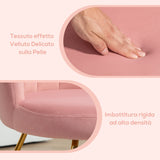 easycomfort easycomfort sedia moderna ergonomica con schienale a petalo vellutato rosa e gambe incrociate oro 69x64x80 cm